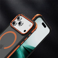 Etui Matt Case do iPhone 17 Pro Max, pancerne, do MagSafe, przydymione z pomarańczowymi bokami