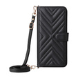 Etui z klapką do Xiaomi Poco F7 Pro / F7 Ultra, Crossbody Leather Wallet, czarne