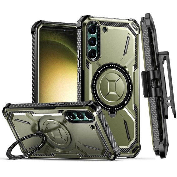 Etui do Samsung Galaxy S23 Plus, Heavy Duty Ring Belt Clip, zielone