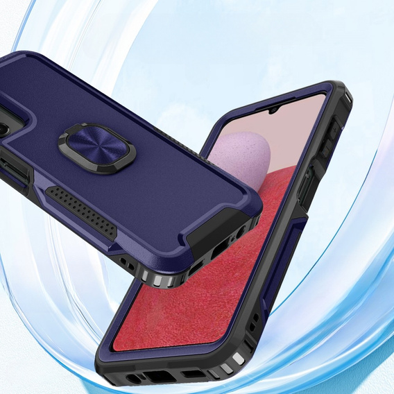 Etui do Samsung Galaxy A14 4G/5G, pancerne z ringiem, granatowe
