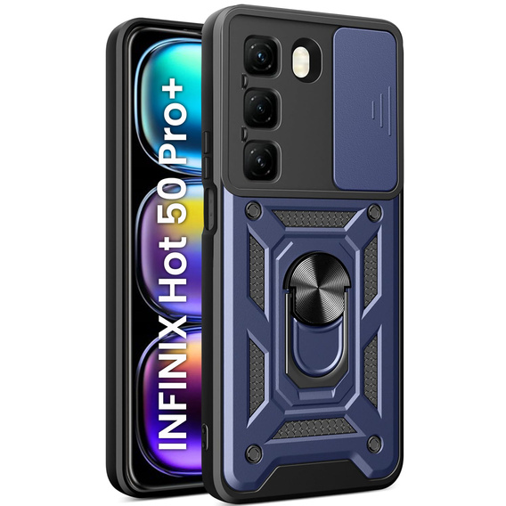 Etui pancerne do Infinix Hot 50 Pro+ 4G, CamShield Slide, niebieskie