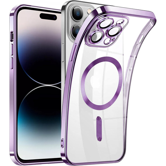Zestaw Etui do iPhone 14 Pro, MagSafe Hybrid, fioletowe + Szkło