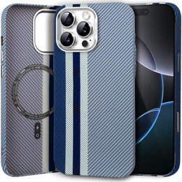 Etui do iPhone 16 Pro Max, Carbon Fiber MagSafe, niebieskie