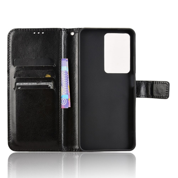 Etui z klapką do Realme 14X / Realme C75, Crazy Horse Wallet, czarne