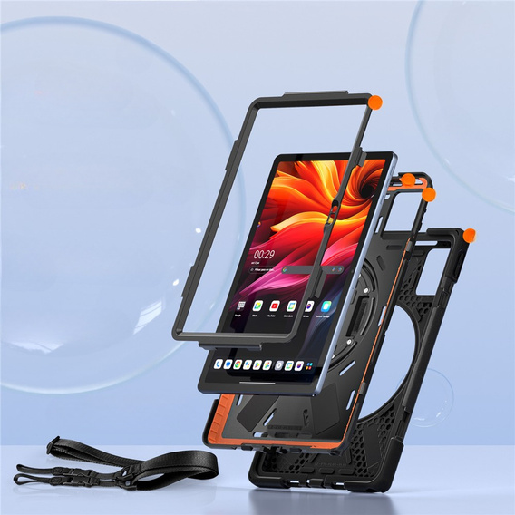 Pancerne etui do Lenovo Tab K11 Plus z podstawką i paskiem – czarne