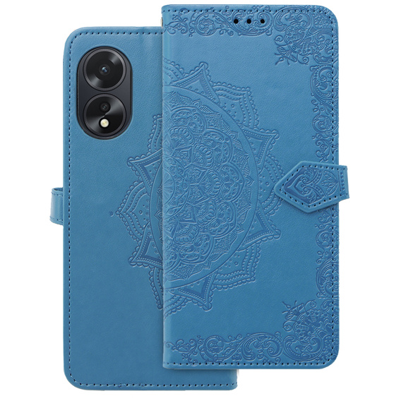 Etui z klapką do Oppo A58 4G, Mandala, niebieskie