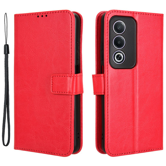 Etui z klapką do Oppo A80, Crazy Horse Wallet, czerwone