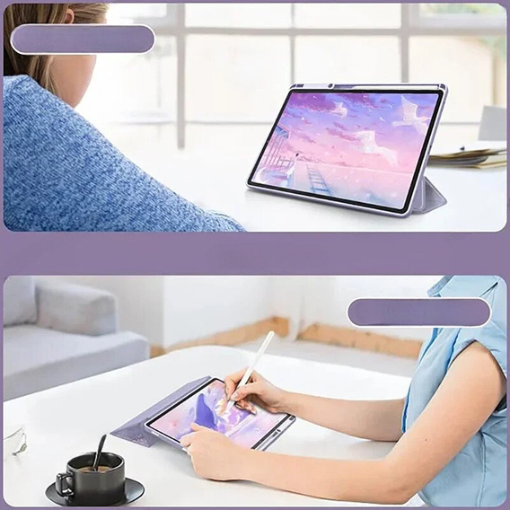 Etui do iPad Air 11" 2025/2024 (7/6 gen.), Smartcase Hybrid, z miejscem na rysik, Marble fioletowe