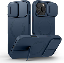 Magnetyczne etui ochronne SURITCH z podstawką i osłoną aparatu – do iPhone 16 Pro Max - niebieskie