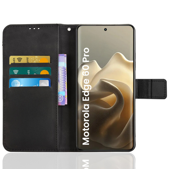 Etui z klapką Crazy Horse Wallet do Motorola Edge 60 Pro – eleganckie i ochronne, czarne