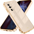 Zestaw Etui do Poco F5 Pro 5G, silikonowe Glamour z ochroną aparatu, Różowe rose gold + Szkło