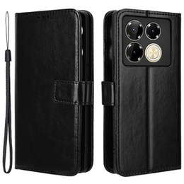 Etui z klapką do Infinix Note 40 Pro Plus, Crazy Horse Wallet, czarne