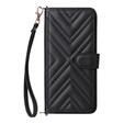 Etui z klapką do Xiaomi Poco F7 Ultra, Crossbody Leather Wallet, czarne