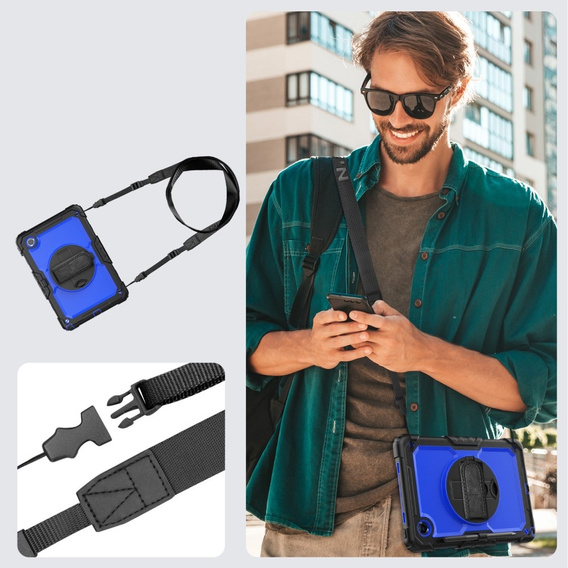Etui pancerne do Lenovo Tab M11, ochronne 360 z miejscem na rysik, granatowe