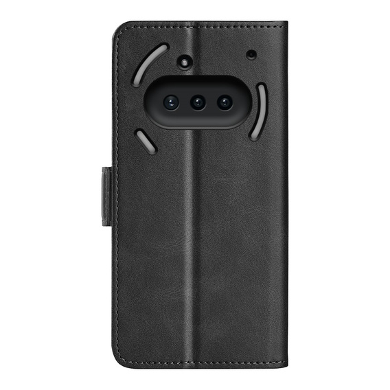 Etui z klapką do Nothing Phone 3a, Leather Wallet, czarne
