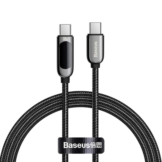 Baseus kabel Display USB-C na USB-C 1 m 100 W z wyświetlaczem - Czarny