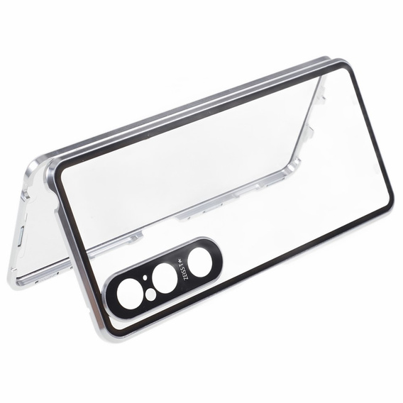 Etui do Sony Xperia 1 V, Magnetic Dual Glass, srebrne
