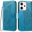 Etui z klapką do Oppo Reno 14, Motyl, portfelowe, niebieskie