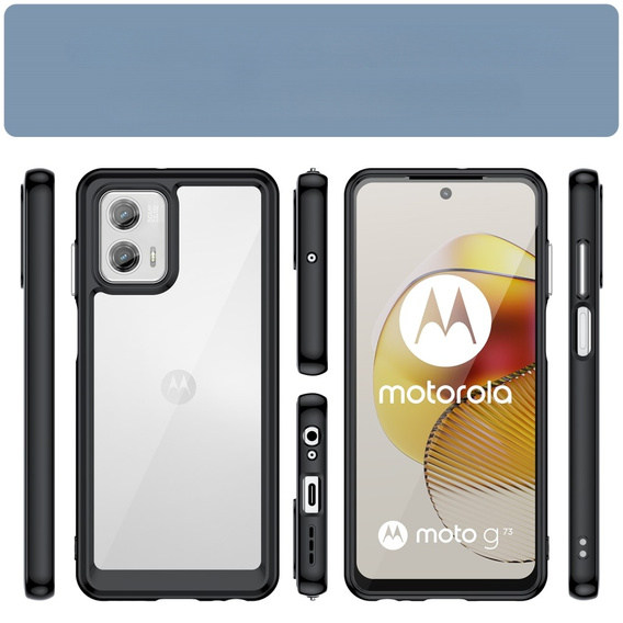 Etui do Motorola Moto G73 5G, Fusion Hybrid, przezroczyste / czarne