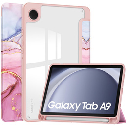Etui Smartcase Hybrid do Samsung Galaxy Tab A9, z miejscem na rysik – różowe Marble