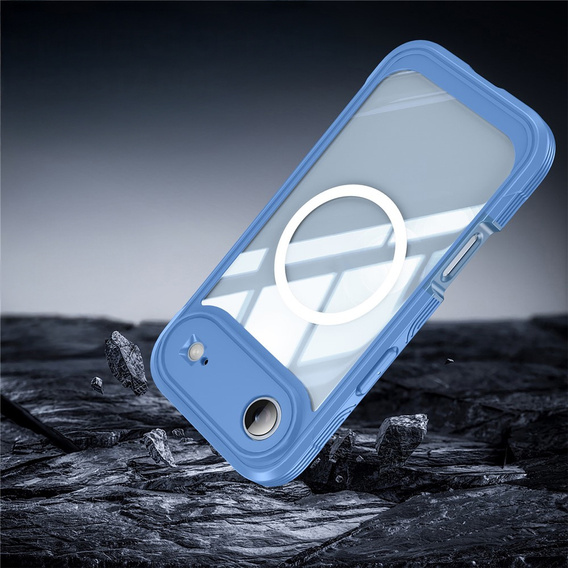 Etui do iPhone Air, Shockproof, ze szkłem, do MagSafe, niebieskie