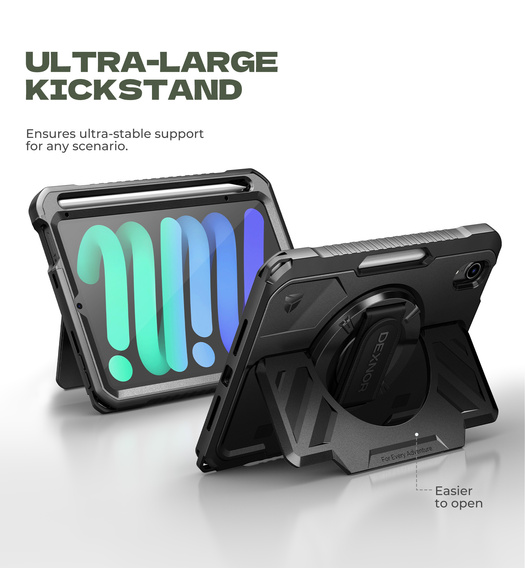 Etui Dexnor 360° z paskiem i uchwytem na rysik do iPad mini 8.3" 2021 (6 gen.) / iPad mini 8.3" 2024 (7 gen.)