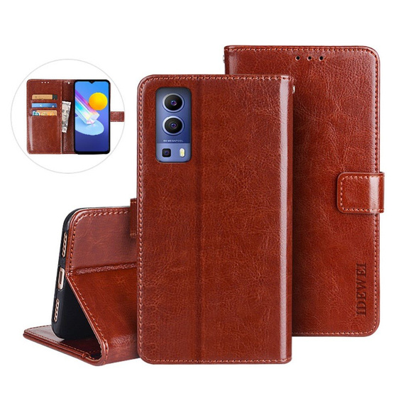 Etui IDEWEI Wallet do Vivo Y52 5G / Y72 5G, Brown