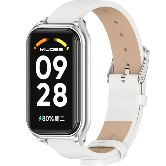 Pasek Skórzany do Xiaomi Redmi Smart Band 2 / Xiaomi Smart Mi Band 8 Active, Biały
