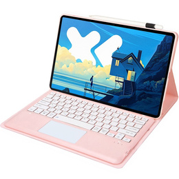 Eleganckie etui z klawiaturą i touchpadem do Lenovo Idea Tab Pro – różowe
