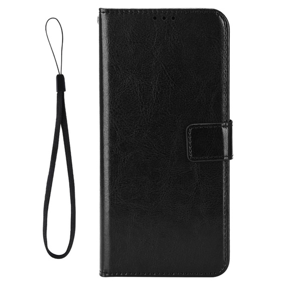 Etui z klapką do OnePlus 13R, Crazy Horse Wallet, czarne