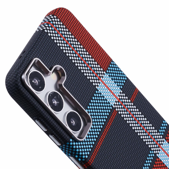 Etui do Samsung Galaxy S25+ Plus, Carbon Fiber MagSafe, niebieskie / czerwone