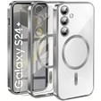 Etui do Samsung Galaxy S24+ Plus, Electro MagSafe, srebrne + Szkło na ekran
