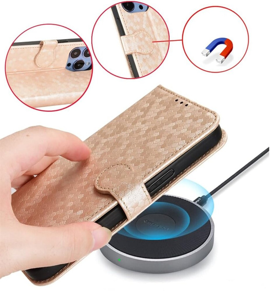 Etui z klapką do Infinix Hot 40i, Wallet Rhombus, różowe
