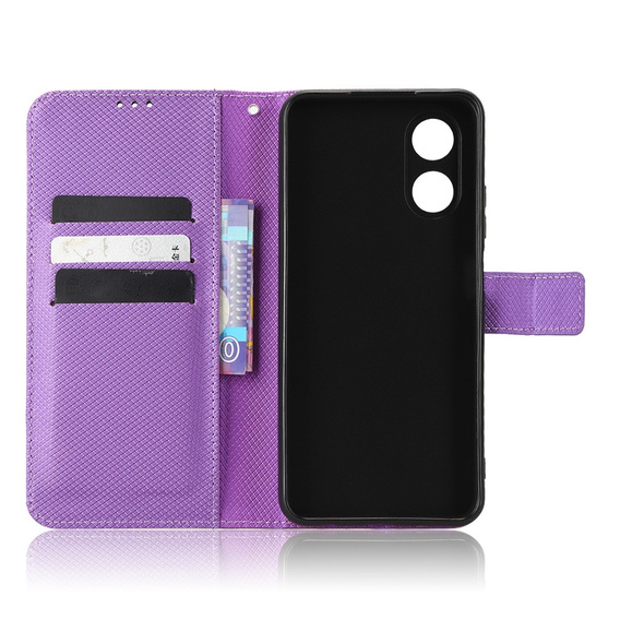 Etui z klapką do Oppo A17, Wallet Smart Magnet, fioletowe