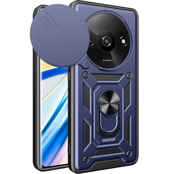 Etui pancerne do Xiaomi Redmi A3, CamShield Slide, niebieskie