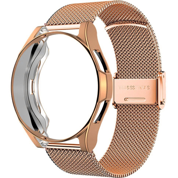 Bransoleta + Etui z Osłoną na Ekran do Samsung Galaxy Watch 7 44mm, Różowe złoto