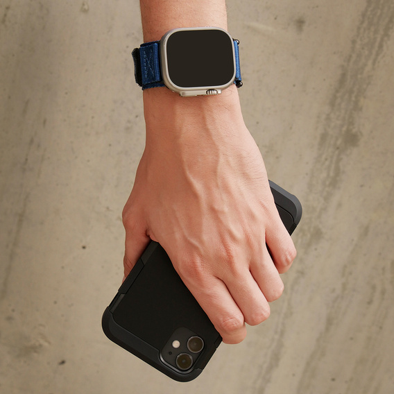 Pasek Nylonowy ERBORD MP84 do Apple Watch 1/2/3/4/5/6/7/8/9/10/11/SE Ultra 1/2/3 42/44/45/46/49mm, Niebieski