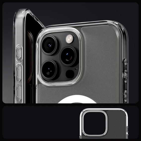 Etui z MagSafe Spigen do iPhone 16 Pro, Ultra Hybrid, półprzezroczyste / białe + Szkło Hartowane 9H
