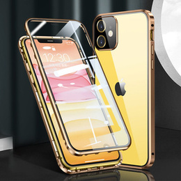 Etui do iPhone 12 Mini, Magnetic Dual Glass, złote