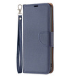 Etui z klapką do Samsung Galaxy A25 5G, Wallet Litchi Leather, granatowy + szkło 9H
