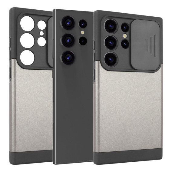 Pancerne etui do MagSafe na Galaxy S24 Ultra, ERBORD MagProtect Cam Slider, szare gunmetal