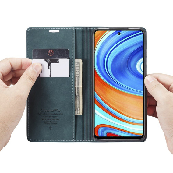 Etui CASEME do Xiaomi do Redmi Note 9s / 9 Pro, Leather Wallet Case, niebieskie