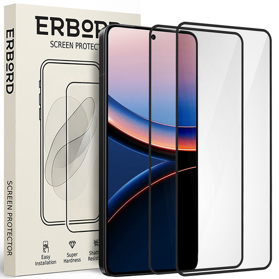 2x Szkło Hartowane ERBORD 3D do Xiaomi Poco F7 Ultra– ochrona całego ekranu