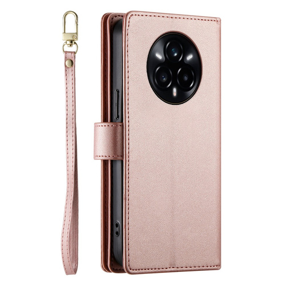 Etui z klapką do Realme 14 Pro 5G, Wallet Zipper Pocket, różowe