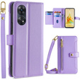 Etui z klapką do Oppo Reno8 T 4G, Wallet Zipper Pocket, fioletowe