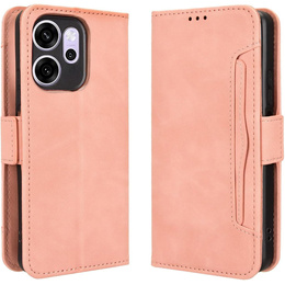 Etui z klapką do Oppo Reno 14F, Card Slot, portfelowe, różowe