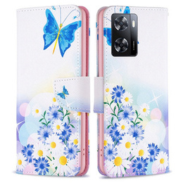 Etui z klapką do OPPO A57 / A57s, Wallet, Butterfly & Flowers białe