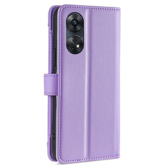 Etui z klapką do Oppo Reno8 T 4G, Wallet Zipper Pocket, fioletowe