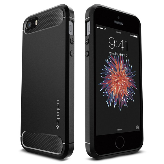Etui Spigen do iPhone 5 5S SE, Rugged Armor, czarne