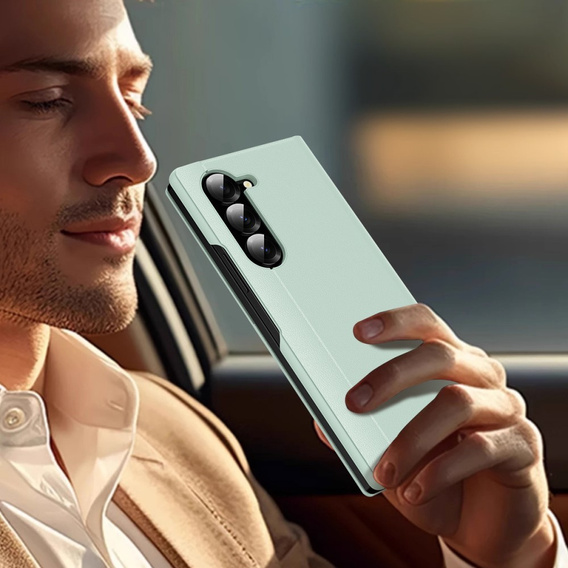 Etui z klapką do Samsung Z Fold5 5G, Smart View Wallet, zielone